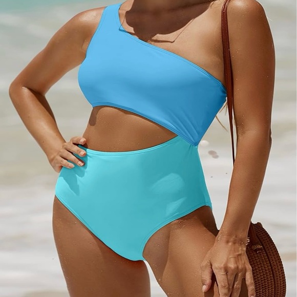 Yonique Women’s One Piece Asymmetric Bathing Suit One Shoulder Swimsuit Cutout M - Picture 1 of 9